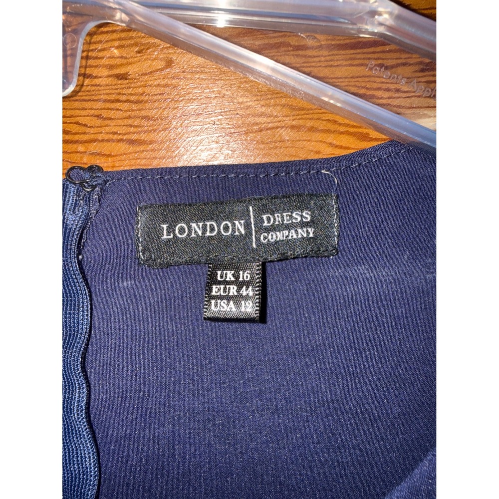 London Dress Company‎ Navy Cap Sleeve V Neck Sheath Business Dress - Picture 2 of 3